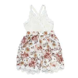 BEAUTIFUL SHEIN White Floral Kids Crisscross Back Romper | Baby Girl 12 Month
